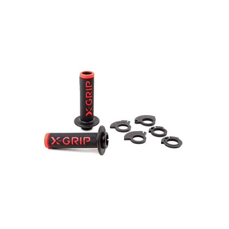 X-GRIP MANETKI (GRIPY) BRAAAAP GRIPS LOCK-ON-GRIP (Z ADAPTERAMI ROLGAZU) RED OPEN END (Z OTWOREM) KOLOR CZERWONY