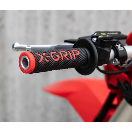 X-GRIP MANETKI (GRIPY) BRAAAAP GRIPS LOCK-ON-GRIP (Z ADAPTERAMI ROLGAZU) RED OPEN END (Z OTWOREM) KOLOR CZERWONY
