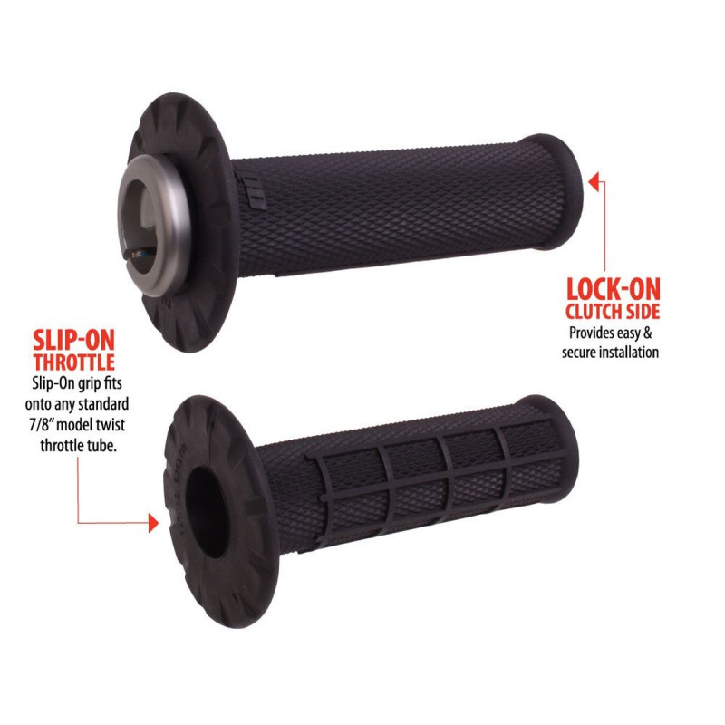ODI MANETKI OFF ROAD HALF WAFFLE UNIVERSAL LOCK-ON GRIP SET KOLOR CZARNY