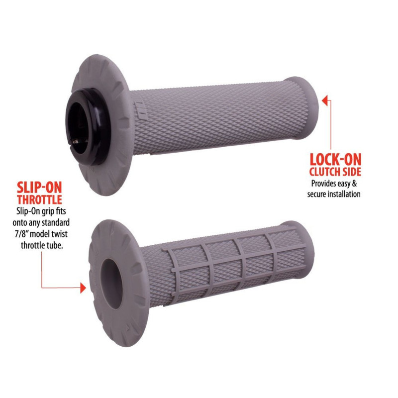 ODI MANETKI OFF ROAD HALF WAFFLE UNIVERSAL LOCK-ON GRIP SET KOLOR SZARY