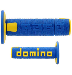 DOMINO MANETKI (GRIPY) OFF ROAD NEW LAMELAR DWUSKŁADNIKOWE KOLOR NIEBIESKI/ŻÓŁTY