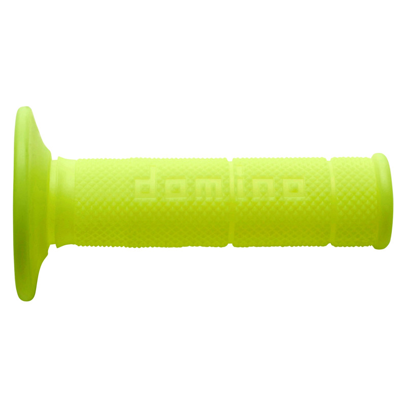 DOMINO MANETKI (GRIPY) OFF ROAD JEDNOSKŁADNIKOWE ULTRA SOFT (22+25MM, DŁ.120/123MM) BEZ OTWORU KOLOR ŻÓŁTY FLUO