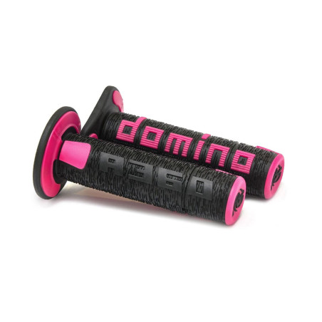 DOMINO MANETKI (GRIPY) OFF ROAD NEW LAMELAR DWUSKŁADNIKOWE KOLOR CZARNY/RÓŻOWY