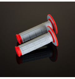 RENTHAL PROMOCJA MANETKI MX DUAL COMPOUND TAPERED HALF WAFFLE, DWUSKŁADNIKOWE, KOLOR SZARY/CZERWONY