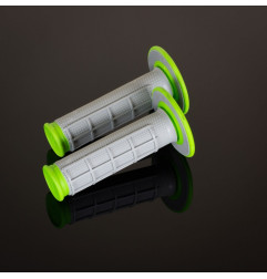RENTHAL MANETKI MX DUAL COMPOUND DIAMONT GREEN WAFF, DWUSKŁADNIKOWE, KOLOR SZARY/ZIELONY