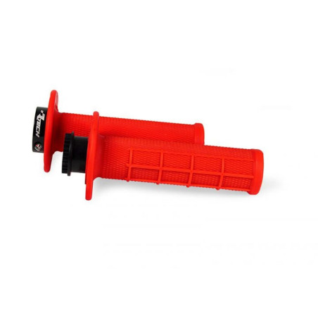 RACETECH (RTECH) MANETKI R20 LOCK-ON (22+25MM) KOLOR CZERWONY NEON (HALF WAFFLE) + 8 ADAPTERÓW ROLGAZU