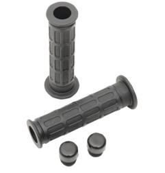 EMGO MANETKI (GRIPY) WZÓR HONDA 22+25MM DŁUGOŚĆ 128MM ( OEM: 53165-390-780, 53166-390-780) KOLOR CZARNY (Z OTWOREM I KORKIEM)