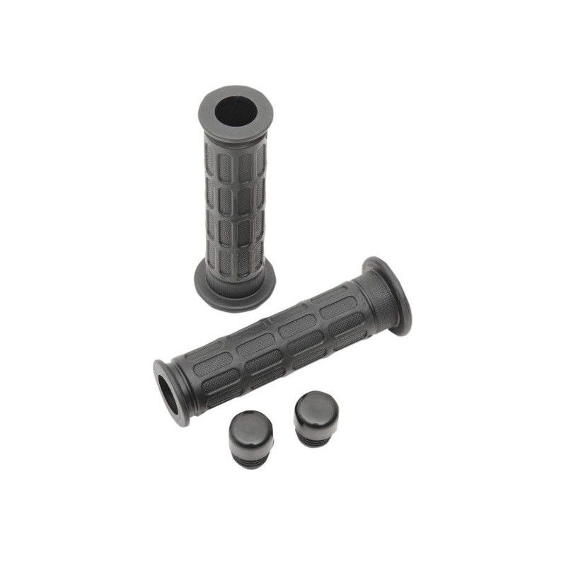 EMGO MANETKI (GRIPY) WZÓR HONDA 22+25MM DŁUGOŚĆ 128MM ( OEM: 53165-390-780, 53166-390-780) KOLOR CZARNY (Z OTWOREM I KORKIEM)