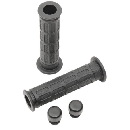 EMGO MANETKI (GRIPY) WZÓR HONDA 22+25MM DŁUGOŚĆ 128MM ( OEM: 53165-390-780, 53166-390-780) KOLOR CZARNY (Z OTWOREM I KORKIEM)
