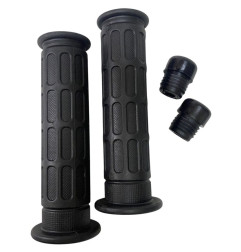 EMGO MANETKI (GRIPY) WZÓR HONDA 22+25MM DŁUGOŚĆ 128MM ( OEM: 53165-390-780, 53166-390-780) KOLOR CZARNY (Z OTWOREM I KORKIEM)