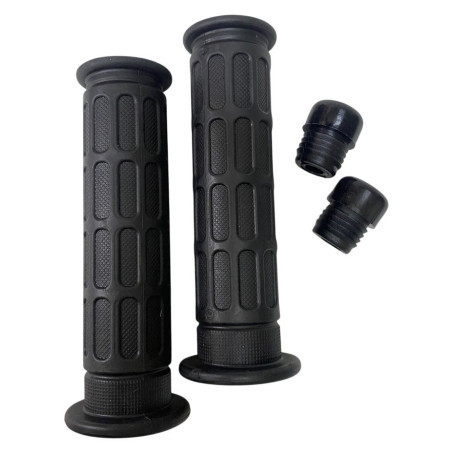 EMGO MANETKI (GRIPY) WZÓR HONDA 22+25MM DŁUGOŚĆ 128MM ( OEM: 53165-390-780, 53166-390-780) KOLOR CZARNY (Z OTWOREM I KORKIEM)