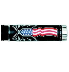 HARRI'S WYPRZEDAŻ MANETKI 02601/PA FLAGA USA KOŃCÓWKA CHROM (130 MM/22 MM) BEZ OTWORU KOLOR CZARNY/CZERWONY/NIEBIESKI
