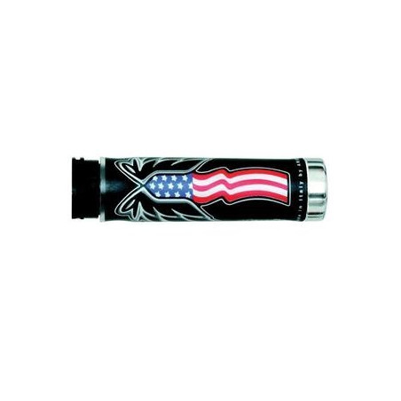 HARRI'S WYPRZEDAŻ MANETKI 02601/PA FLAGA USA KOŃCÓWKA CHROM (130 MM/22 MM) BEZ OTWORU KOLOR CZARNY/CZERWONY/NIEBIESKI