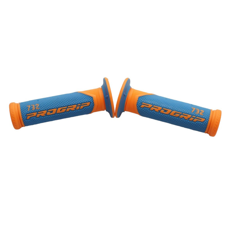PROGRIP MANETKI PG732 ROAD (22+25MM, DŁ.125MM) KOLOR POMARAŃCZOWY FLUO/JASNO NIEBIESKI (DWUSKŁADNIKOWE) (732-364)