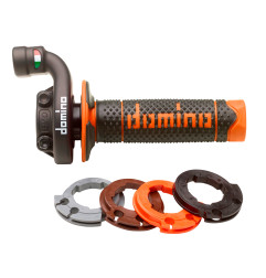 DOMINO ROLGAZ KOMPLETNY Z MANETKAMI OFF ROAD KTM/HUSQVARNA/GASGAS 4T (CZARNA OBUDOWA) KOLOR CZARNY/POMARAŃCZOWY