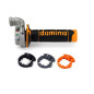 DOMINO ROLGAZ KOMPLETNY Z MANETKAMI OFF ROAD KTM/HUSQVARNA/GASGAS 4T (SREBRNA OBUDOWA) KOLOR CZARNY/POMARAŃCZOWY