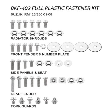 ACCEL KOMPLET ŚRUB DO PLASTIKÓW SUZUKI RM 125/250 '01-08 (BKF-402)