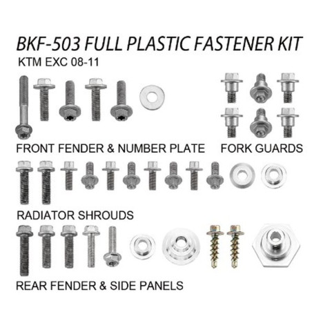 ACCEL KOMPLET ŚRUB DO PLASTIKÓW KTM EXC '08-11 (BKF-503)