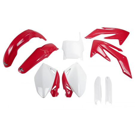 Komplet plastików UFO z osłonami teleskopów Honda CRF 250R 2006-2007 OEM czerwony/biały