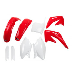 UFO Komplet plastików z osłonami lag Honda CRF 450 R 02-03 OEM czerwono-biały