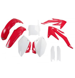 UFO komplet plastików z osłonami teleskopów Honda CRF 450 R 05-06 OEM czerwony/biały