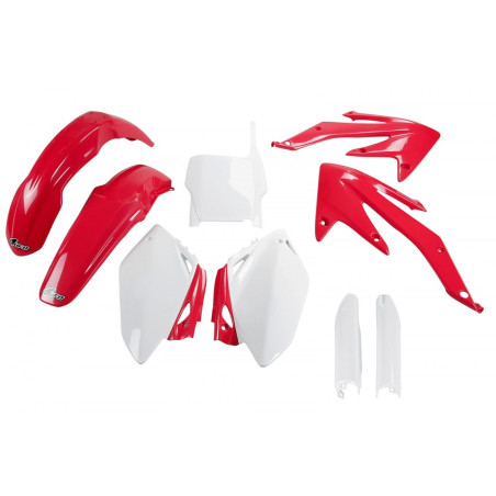 UFO komplet plastików z osłonami teleskopów Honda CRF 450 R 05-06 OEM czerwony/biały