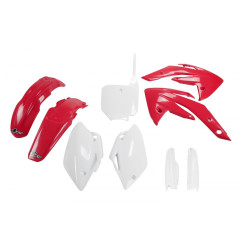 UFO komplet plastików z osłonami teleskopów Honda CRF 150 07-26 OEM czerwono-biały