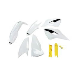 UFO Komplet plastików z osłonami teleskopów Husqvarna TE/FE 125-450 2014 OEM, biały