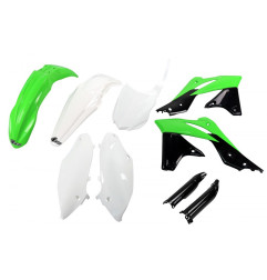 Komplet plastików UFO z osłonami lag Kawasaki KXF 250 13-16 OEM 14-15 ziel/biały/czarny