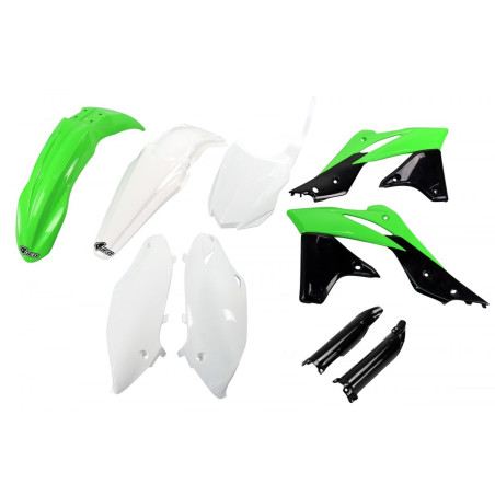 Komplet plastików UFO z osłonami lag Kawasaki KXF 250 13-16 OEM 14-15 ziel/biały/czarny