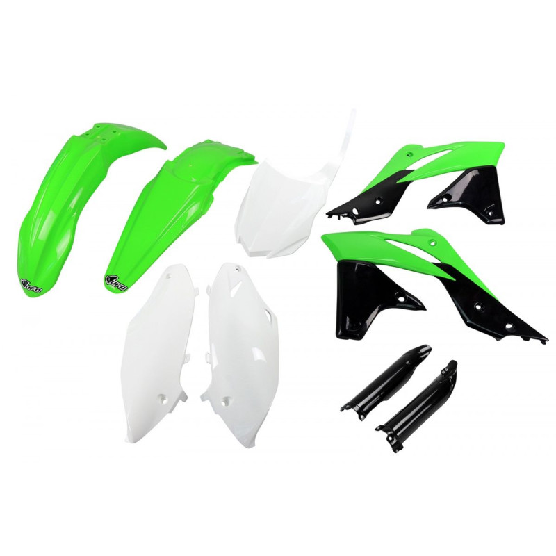 UFO komplet plastików z osłonami lag Kawasaki KXF 250 13-16 OEM '16 zielono-biało-czarny