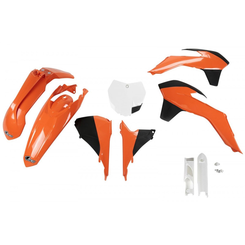 UFO KOMPLET PLASTIKÓW KTM SX/SXF '13-'15, SX 250 '16 KOLOR '13-'14 (POMARAŃCZOWY/CZARNY/BIAŁY) (KT515E999)