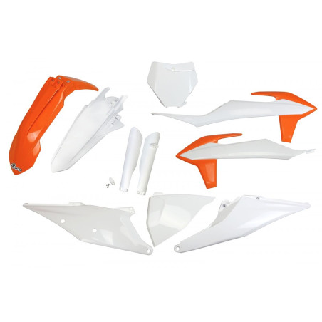 UFO KOMPLET PLASTIKÓW KTM SX 125/150/250 '19-'22, SXF (SX-F) 250/350/450 '19-'22 KOLOR (POMARAŃCZOWY/BIAŁY) (KT522E999)