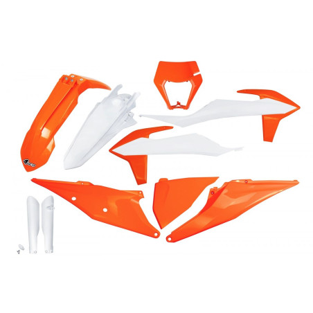 UFO KOMPLET PLASTIKÓW KTM EXC 125 '20-'21, EXC 250 / 300 TPI '20-'23 KOLOR '23 (BIAŁY/POMARAŃCZOWY)