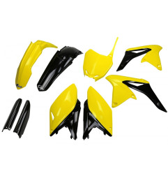 UFO KOMPLET PLASTIKÓW Z OSŁONAMI AMORTYZATORÓW SUZUKI RMZ 250 '10-'18 KOLOR OEM '14-'16 (ŻÓŁTY/CZARNY) (SU416E999)