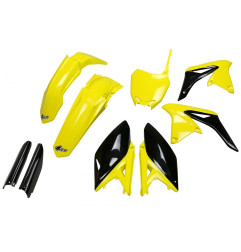 UFO KOMPLET PLASTIKÓW Z OSŁONAMI AMORTYZATORÓW SUZUKI RMZ 250 '10-'18 KOLOR OEM '17 (ŻÓŁTY/CZARNY) (SU416E999K)