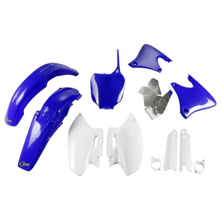 UFO KOMPLET PLASTIKÓW Z OSŁONAMI AMORTYZATORÓW YAMAHA YZF 426 '00-'02 KOLOR OEM (NIEBIESKI/BIAŁY) (YA289E999)
