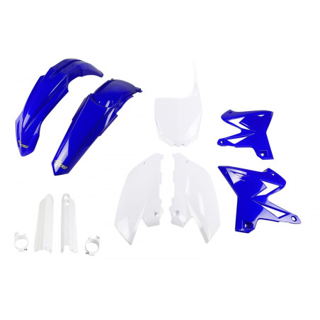 UFO KOMPLET PLASTIKÓW Z OSŁONAMI AMORTYZATORÓW YAMAHA YZ 125 / 250 '08-'14 RESTYLING KOLOR OEM (NIEBIESKI BIAŁY)