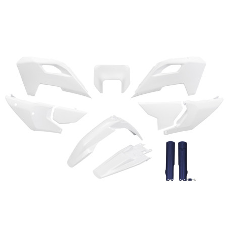UFO KOMPLET PLASTIKÓW HUSQVARNA TE 150 / 250 / 300 '24-'25, FE 250 / 350 / 450 / 501 '24-'25 KOLOR '25 BIAŁY / NIEBIESKI