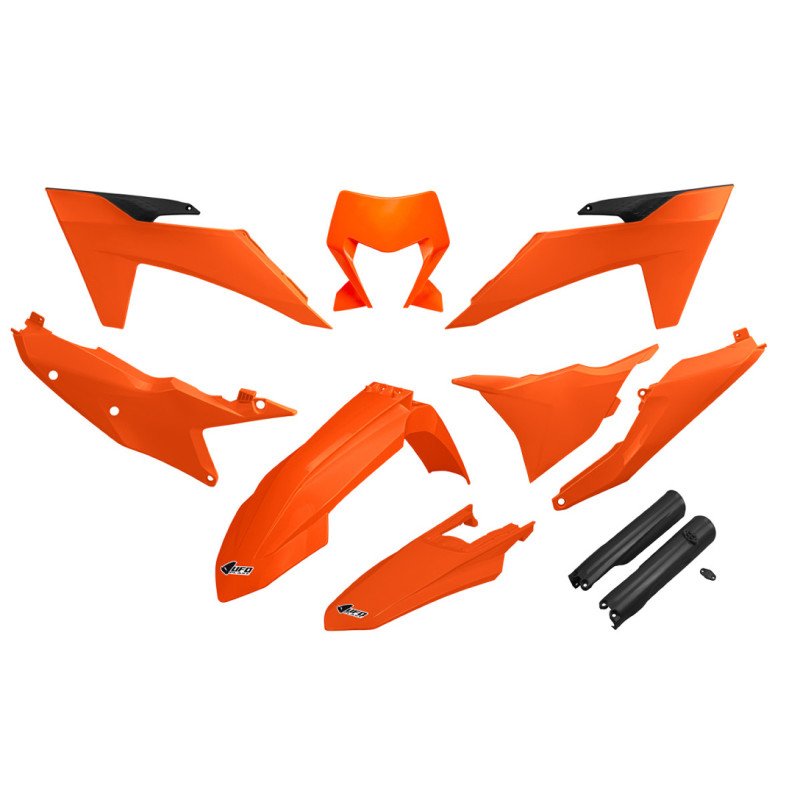 UFO KOMPLET PLASTIKÓW KTM EXC 150 / 250 / 300 TBI '24-'25 KOLOR '25 ( POMARAŃCZOWY / CZARNY )