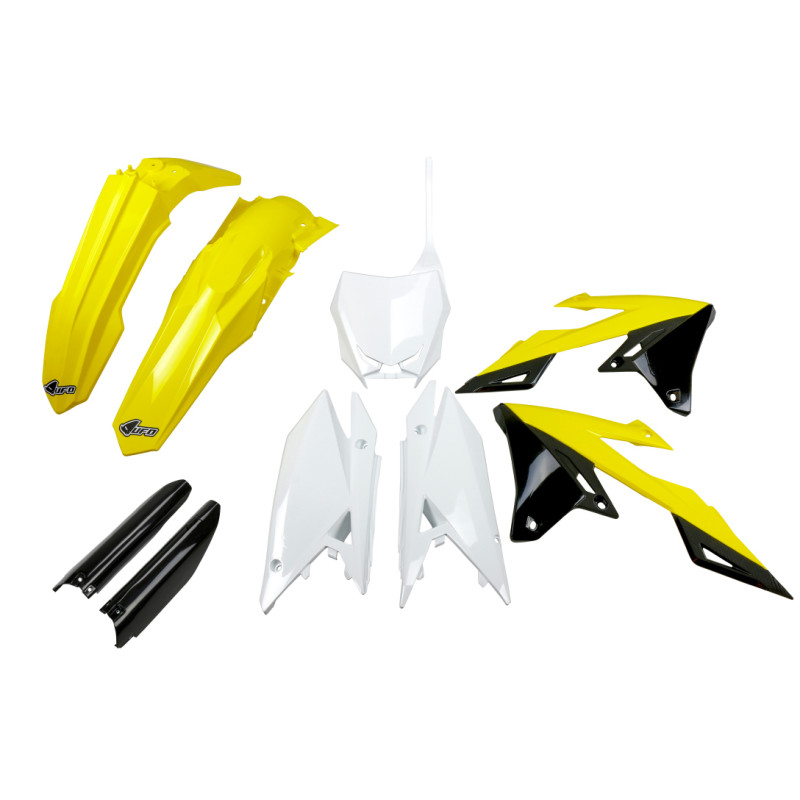 UFO KOMPLET PLASTIKÓW SUZUKI RMZ 250 '19-'25, RMZ 450 '18-'25 KOLOR ( ŻÓŁTY / BIAŁY / CZARNY )