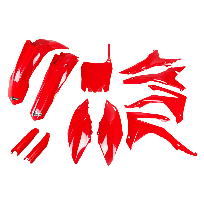 UFO KOMPLET PLASTIKÓW HONDA CRF 250R 14-17, CRF 450R 13-16 Z OSŁONAMI FILTRA POWIETRZA KOLOR CZERWONY