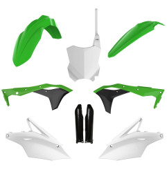 POLISPORT KOMPLET PLASTIKÓW KAWASAKI KX 250F '17-'20 Z TABLICĄ I OSŁONAMI AMORTYZATORÓW KOLOR ZIELONY CZARNY BIAŁY