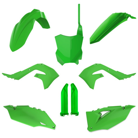 POLISPORT KOMPLET PLASTIKÓW KAWASAKI KX 250F '21-'24; KX 450F '19-'23 Z TABLICĄ I OSŁONAMI AMORTYZATORÓW KOLOR ZIELONY