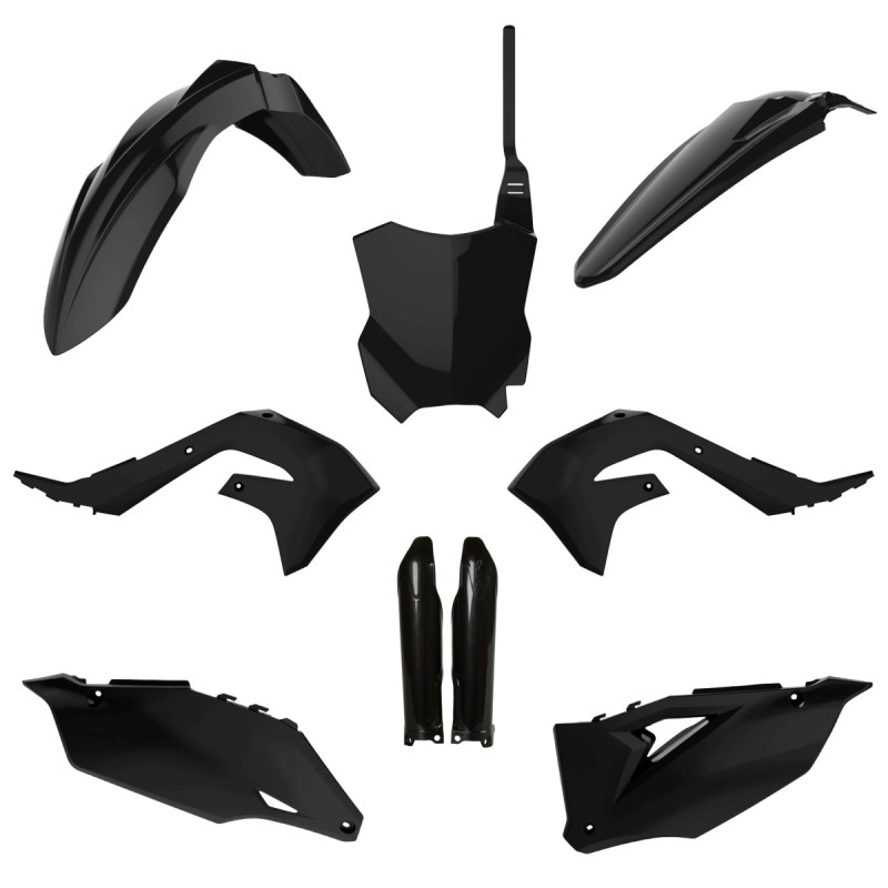 POLISPORT KOMPLET PLASTIKÓW KAWASAKI KX 250F '21-'24; KX 450F '19-'23 Z TABLICĄ I OSŁONAMI AMORTYZATORÓW KOLOR CZARNY