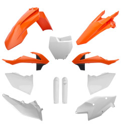 POLISPORT KOMPLET PLASTIKÓW KTM SX/SX-F/XC-F '16-'18 Z TABLICĄ I OSŁONAMI AMORTYZATORÓW KOLOR BIAŁY POMARAŃCZOWY