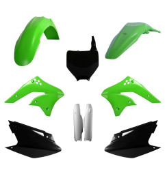POLISPORT KOMPLET PLASTIKÓW KAWASAKI KX 250F '06-'08 Z TABLICĄ I OSŁONAMI AMORTYZATORÓW KOLOR ZIELONY CZARNY OEM