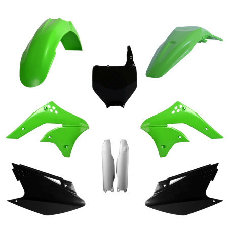 POLISPORT KOMPLET PLASTIKÓW KAWASAKI KX 250F '06-'08 Z TABLICĄ I OSŁONAMI AMORTYZATORÓW KOLOR ZIELONY CZARNY OEM