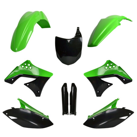 POLISPORT KOMPLET PLASTIKÓW KAWASAKI KX 250F '09-'12 Z TABLICĄ I OSŁONAMI AMORTYZATORÓW KOLOR ZIELONY CZARNY OEM