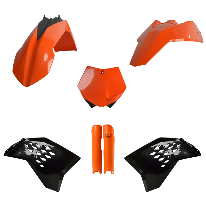 POLISPORT KOMPLET PLASTIKÓW KTM SX/SX-F/XC-F '07-'10 Z TABLICĄ I OSŁONAMI AMORTYZATORÓW KOLOR POMARAŃCZOWY #724853